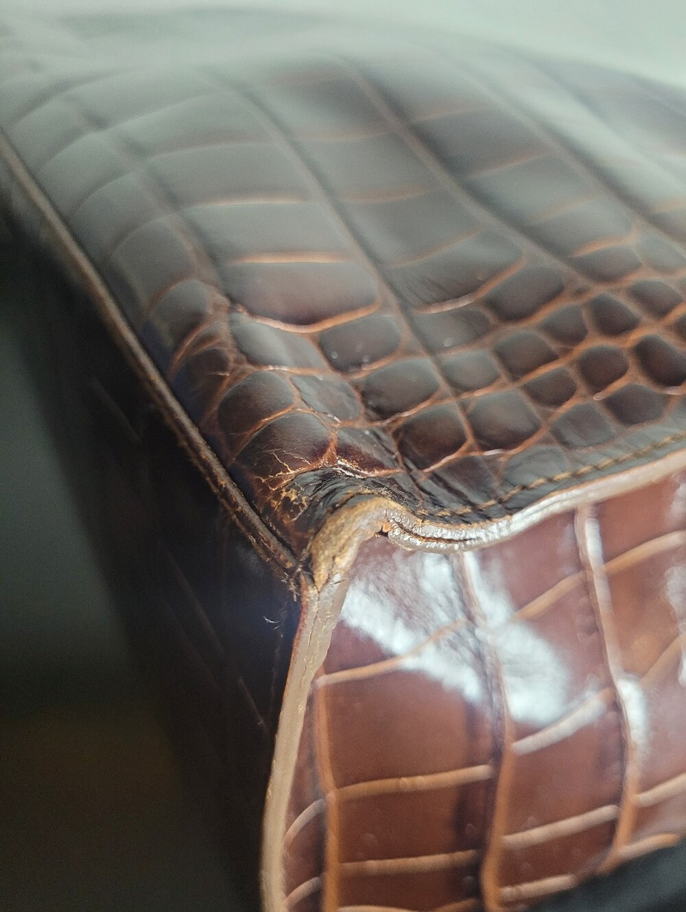 Furla Divide Croc Embossed Leather Tote - Picture 8 of 16